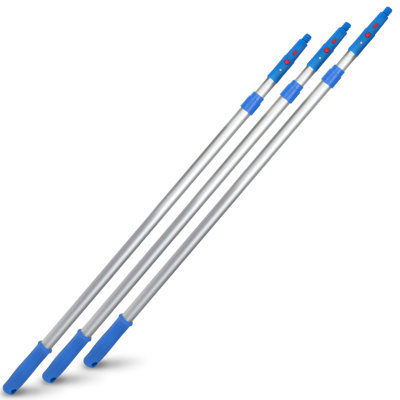 6' Telescopic Pole, Aluminum, Adjustable 3.5 - 6' length with Click / Lock Adapter Cone, 3 Pack