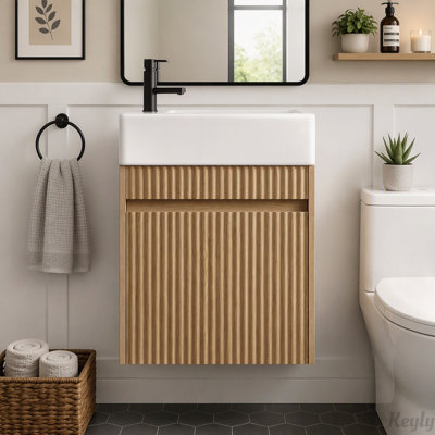 Meuble-lavabo suspendu de 47 cm avec lavabo réversible en résine