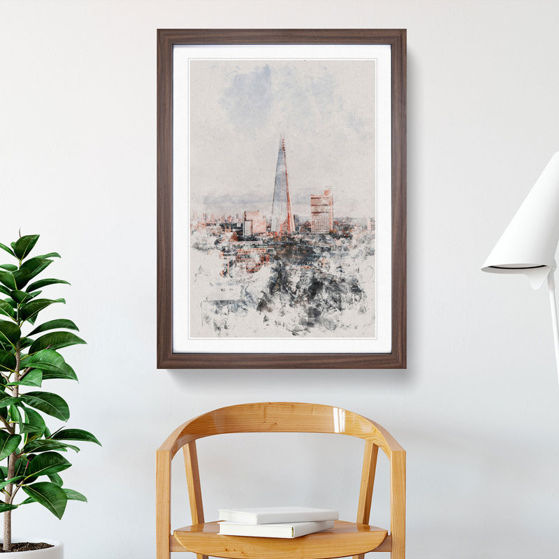 The Shard in London Vol.5 - Picture Frame Graphic Art, 48cm H x 36cm W x 2cm D, Walnut Framed