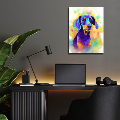 Art mural en verre épique «Pop Art Dachshund 2» par Furbaby Affiliates