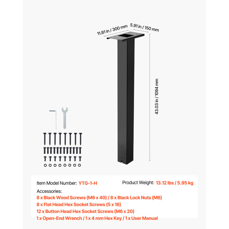 Mailbox Post In-Ground Steel Mailbox Post Kit with Plate 43 in Black