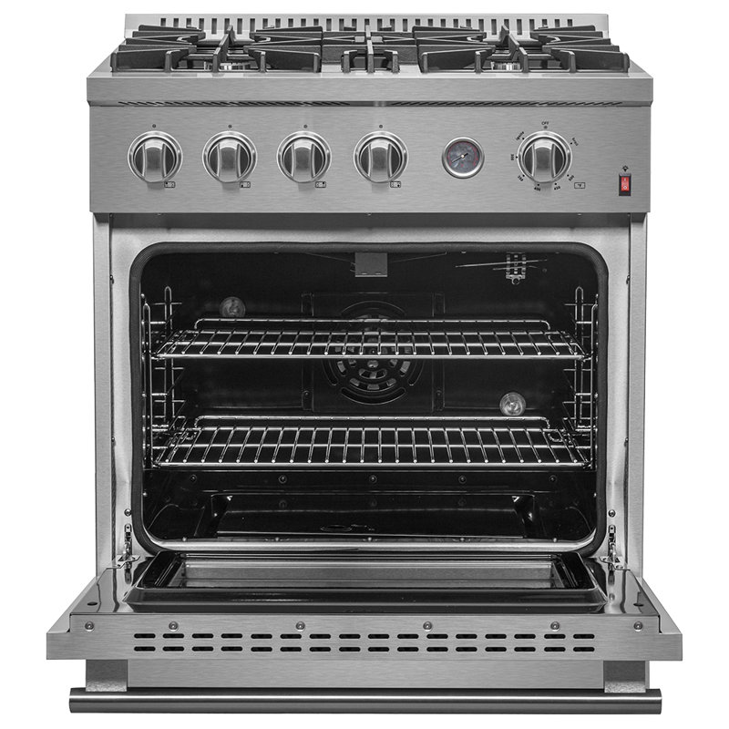 FORNO Premium 2-Piece Kitchen Bundle - Marco 30-inch Gas Range Stainless Steel, Forno Gallipoli 30" French Door Refrigerator with Bottom Freezer 17.5 cu. ft Capacity