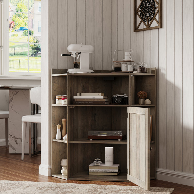 Corner Storage Shelf With USB Ports And Outlets Industrial Organizer, Grey