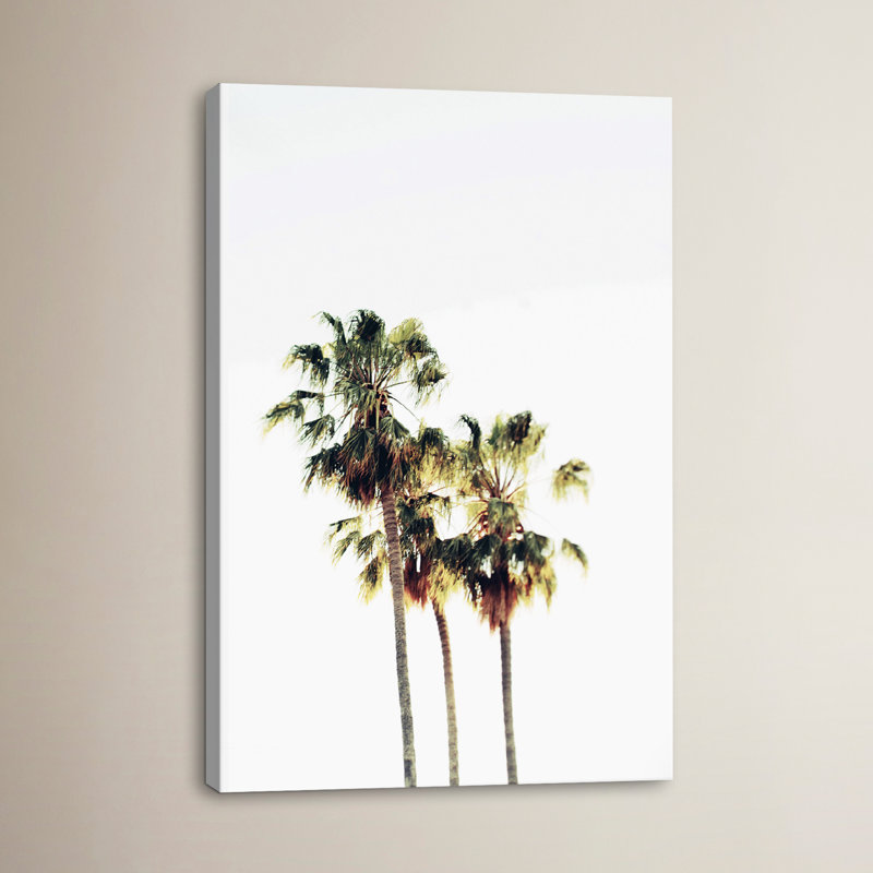 «The Palms Blanc», reproduction d'art sur toile, Toile avec cadre noir, Pas de tapis, H 26 po x l 18 po x P 1,5 po