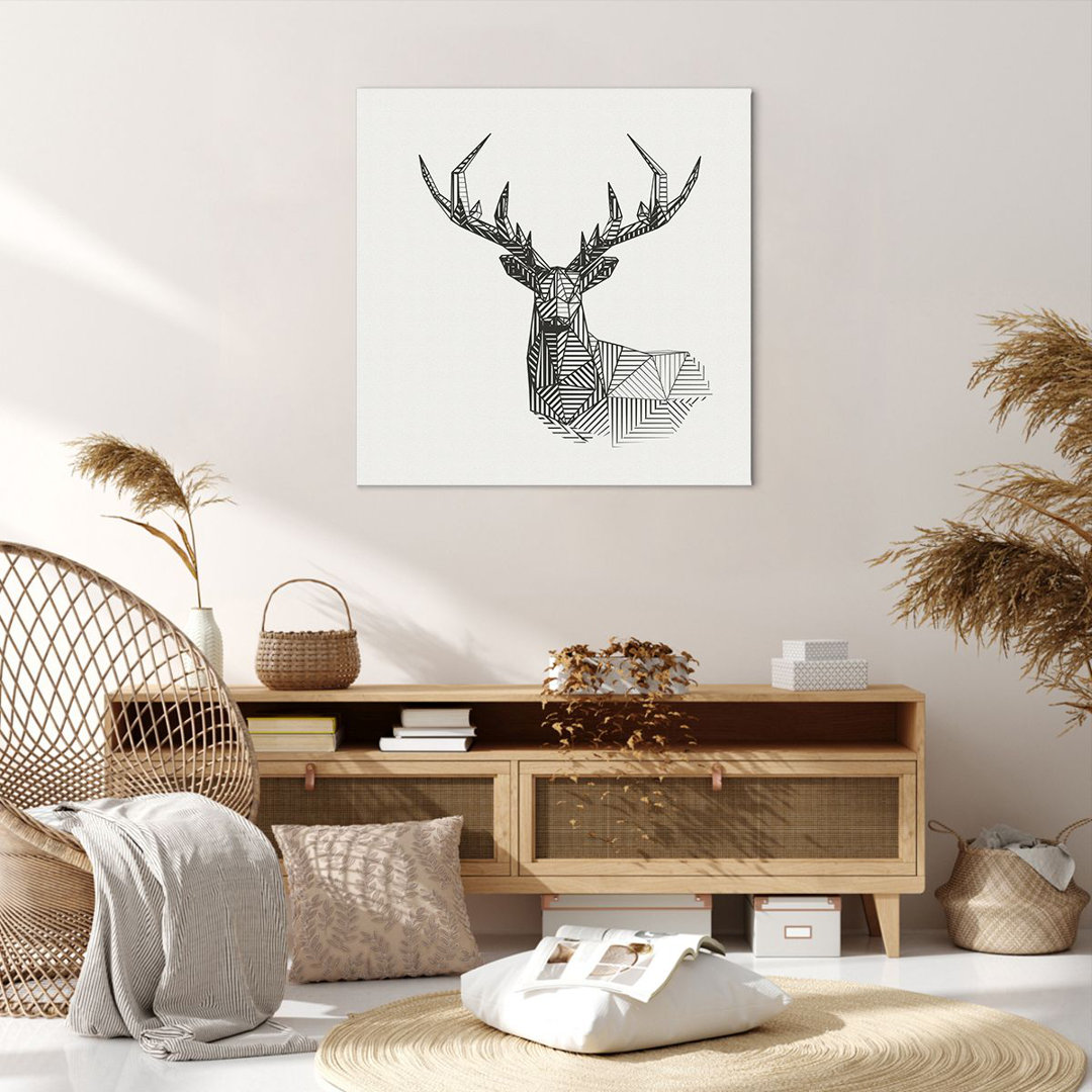 Leinwandbild Deer Sketch Scandinavian