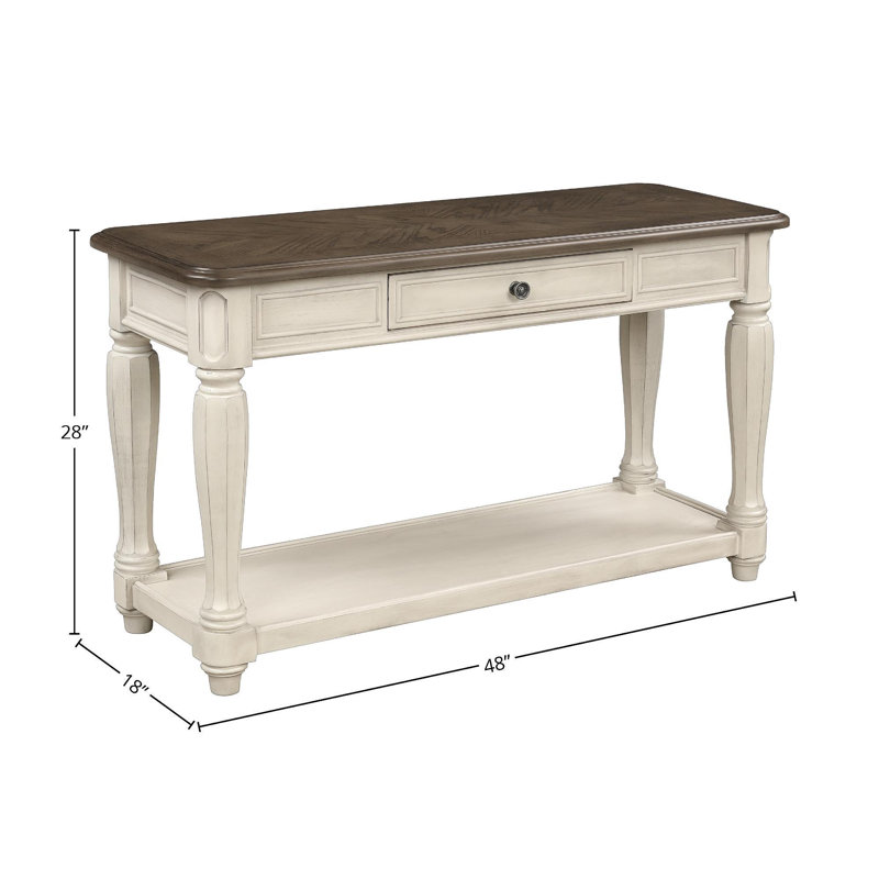 Console antique blanche et brune avec rangement