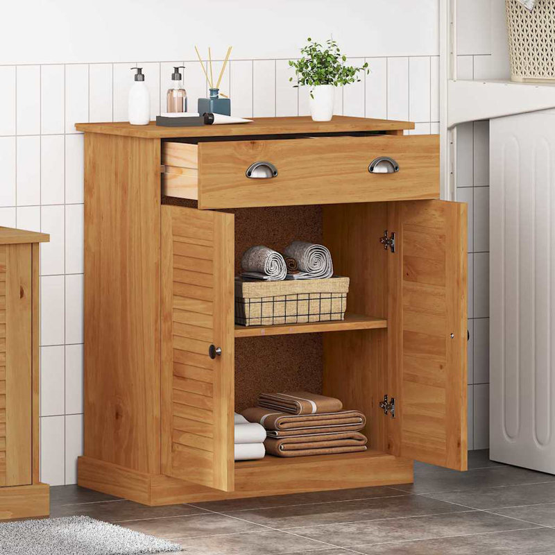  Bathroom Cabinet VIGO 67.5 X 34 X 80 Cm Solid Pine Wood, Brown