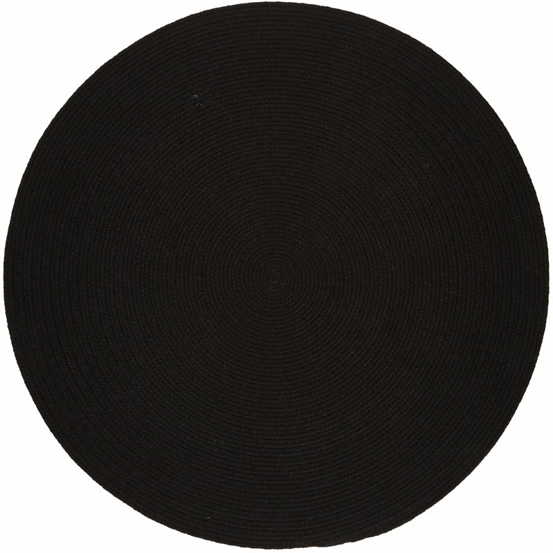 Tapis intérieur / extérieur noir tressé à la main Smyth, Rond 10 pi