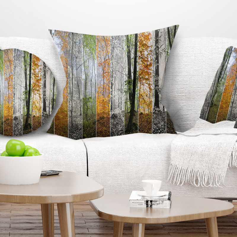 Coussin paysage en bois, 16 po x 1 po, Coussin décoratif