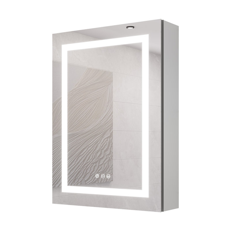 Armoire à pharmacie à fixation en surface 20 po x l 28 po à DEL avec désembueur à miroir et 2 tablettes réglables