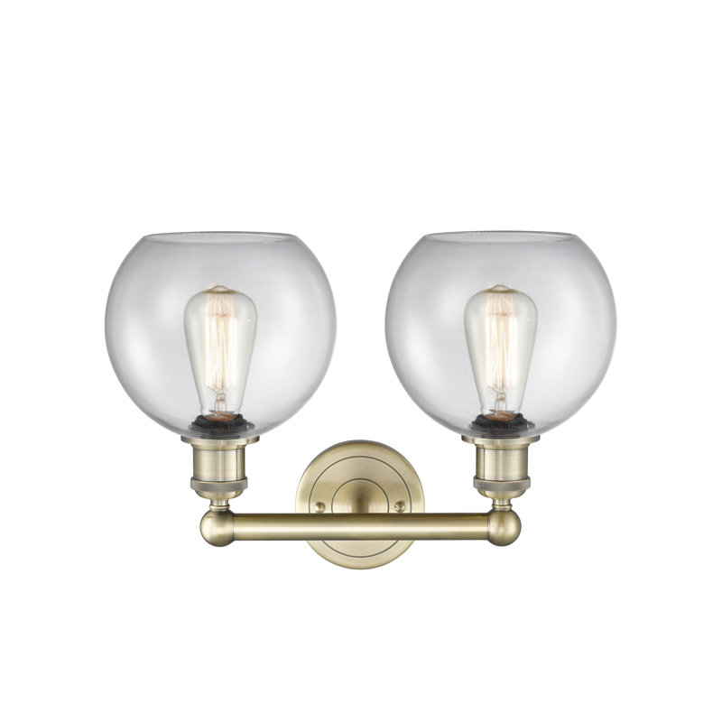 Éclairage pour salle de bain 2 lumières Ellington, Transparent, Laiton antique