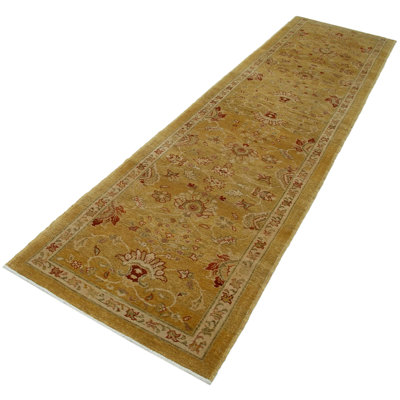 Sariyha Oriental Machine Woven Runner 2'10"" x 11'4"" Cotton Indoor / Outdoor Area Rug in Yellow -  Canora Grey, AB73B92D95D247E2B85139A89C98464B