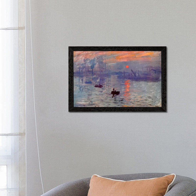 Sunrise Impression by Claude Monet - Painting on Canvas, 101.6 cm H x 66.04 cm W, Black Framed