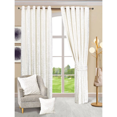 Velvet Semi Sheer Curtain Panel Pair