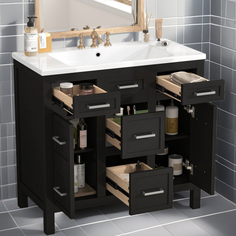 Meuble-lavabo 36 po (lavabo non inclus), Noir, noir, noir, noir