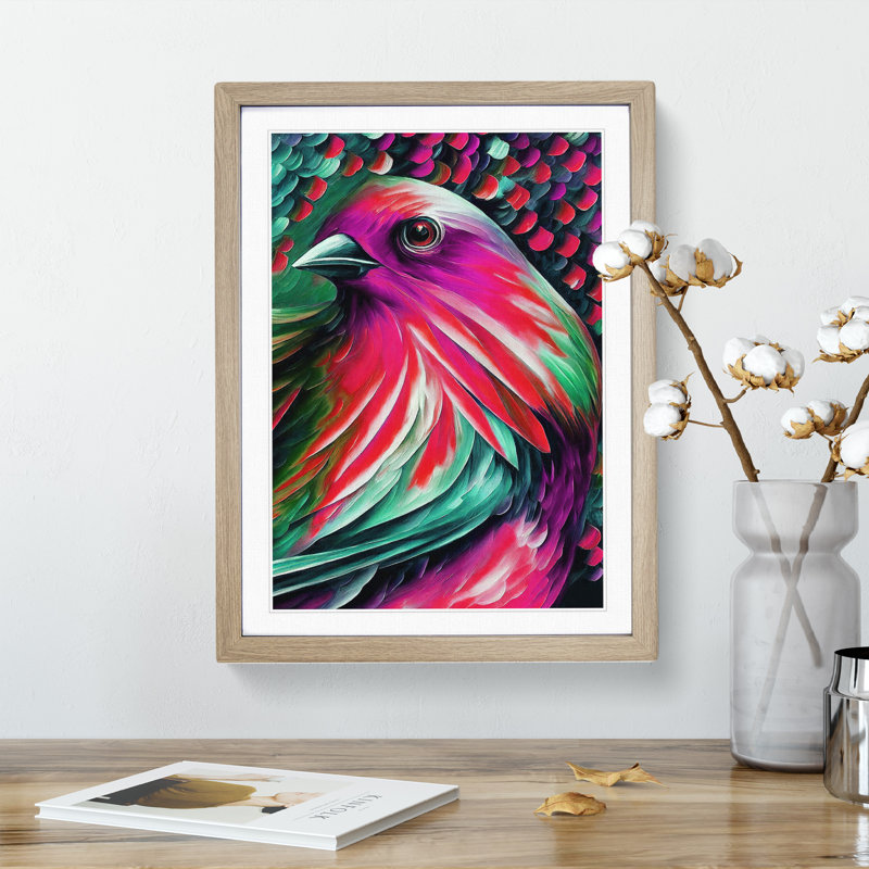 View Of A Bird No.5 - Wall Art, 36cm H x 27cm W, Oak Framed, White
