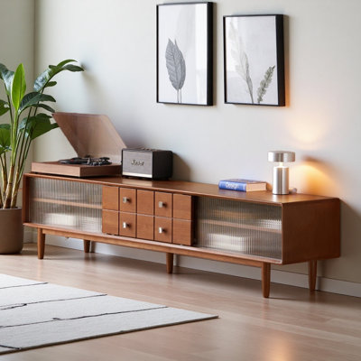 Meuble télé simple en bois massif brun