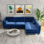 Canapé modulaire en velours bleu Christian faisant face à la droite