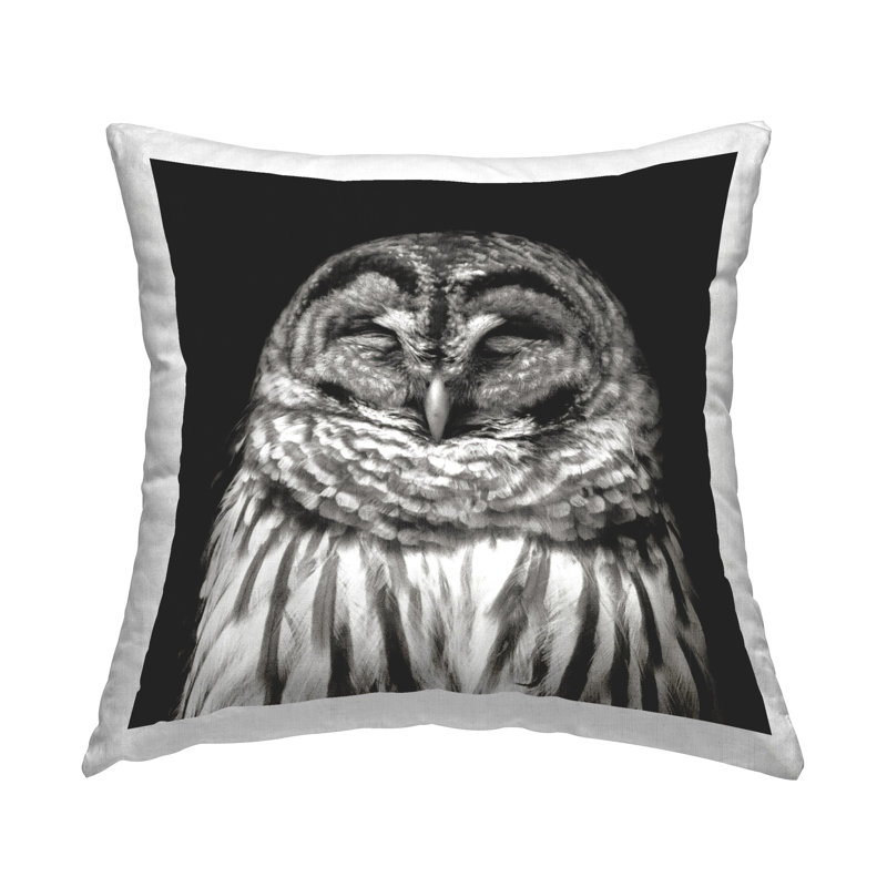 Coussin décoratif imprimé Sleeping Owl Portrait par Kathy Mansfield