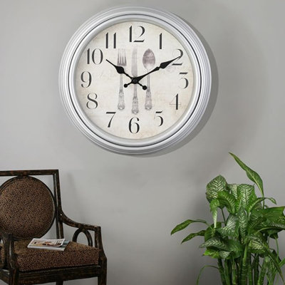 WOOPHEN Vintage Wall Clocks, 10" Silent Non Ticking Retro Wall Clock Quality Quartz Battery Operated Round Decorative Easy To Read For Home Kitchen Living/Dining Room Bedroom Office School (Silver)