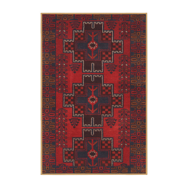 Tapis traditionnel mehroon/noir/crème, Rectangle 2 pi x 3 pi