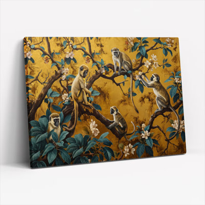 Ensemble de 1 tableau sur toile représentant un arbre à singes