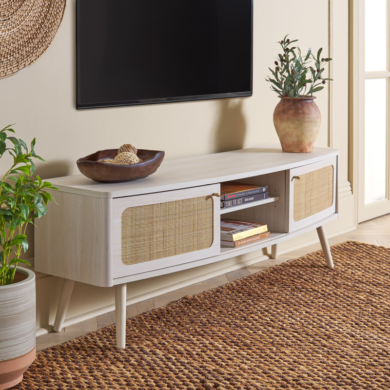 Arshleen TV Stand for TVs up to 55", Bleached White / Natural