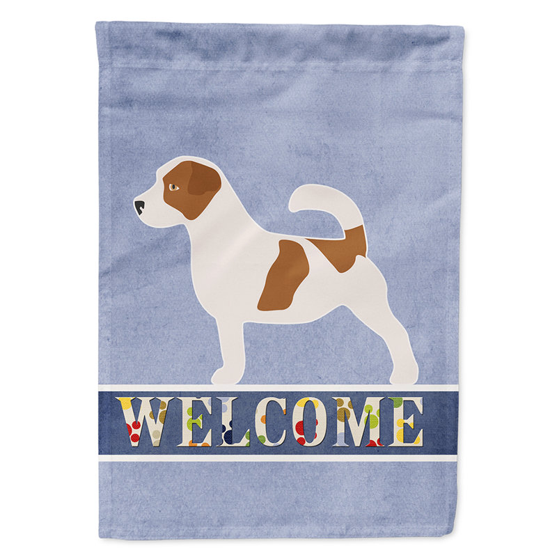 Polyester 2 côtés 40 x 28 po welcome drapeau maison, Jack Russell terrier debout