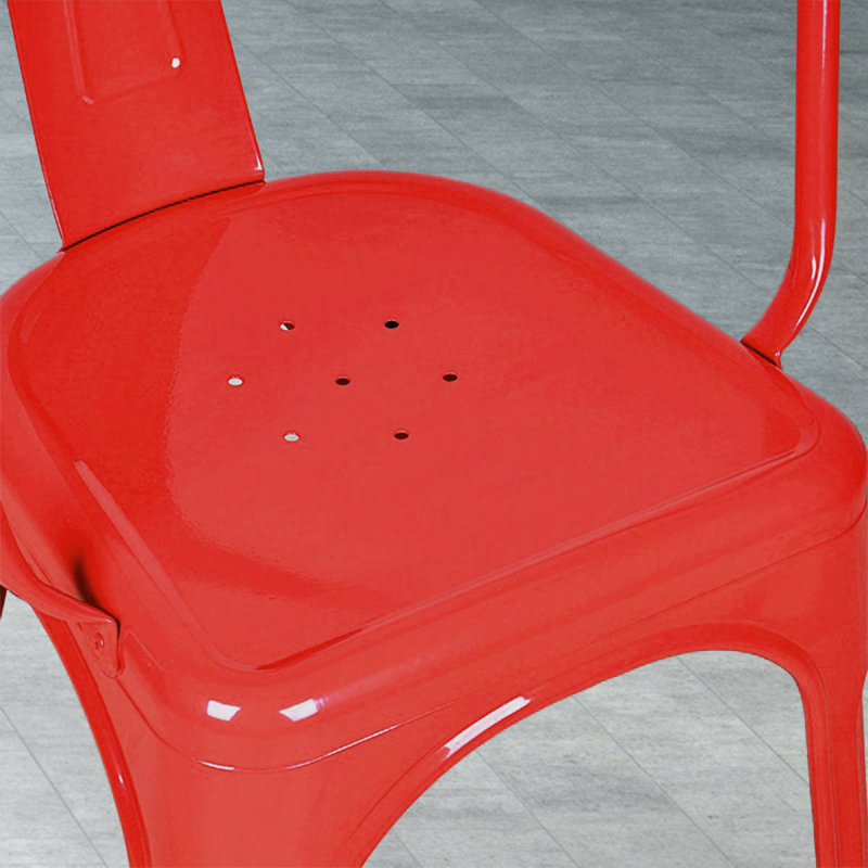 Chaise avec accoudoirs en métal, Rouge