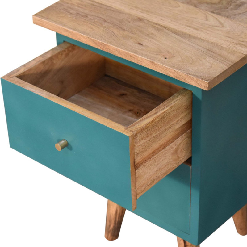 Berumen 35cm W Solid Wood Bedside Table, Brown, Yellow