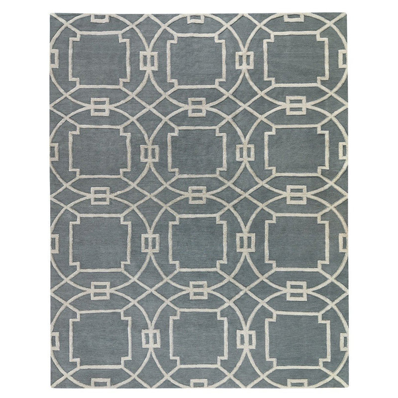 Geometric Area Rug in Blue/Gray/White, Rectangle 2' x 3'