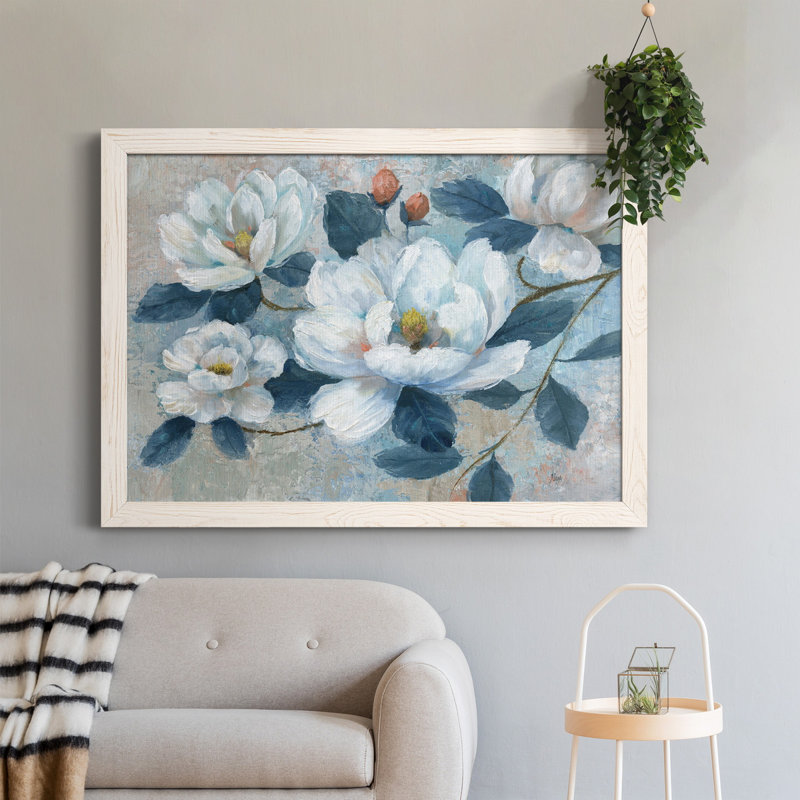 «Spring Bloom II», peinture sur toile encadrée, H 31,5 po x l 23,5 po x P 1,5 po, Blanc