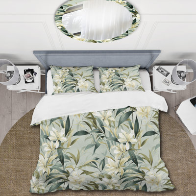 Bamboo Whispers Tropical Pattern II Floral Duvet Cover