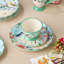 Service de table 16 pièces Flora, service pour 4 personnes - Comprend des assiettes à dîner, des assiettes à dessert, des tasses à piédestal et des bols à crème glacée piédestal avec des motifs floraux inspirés de la nature