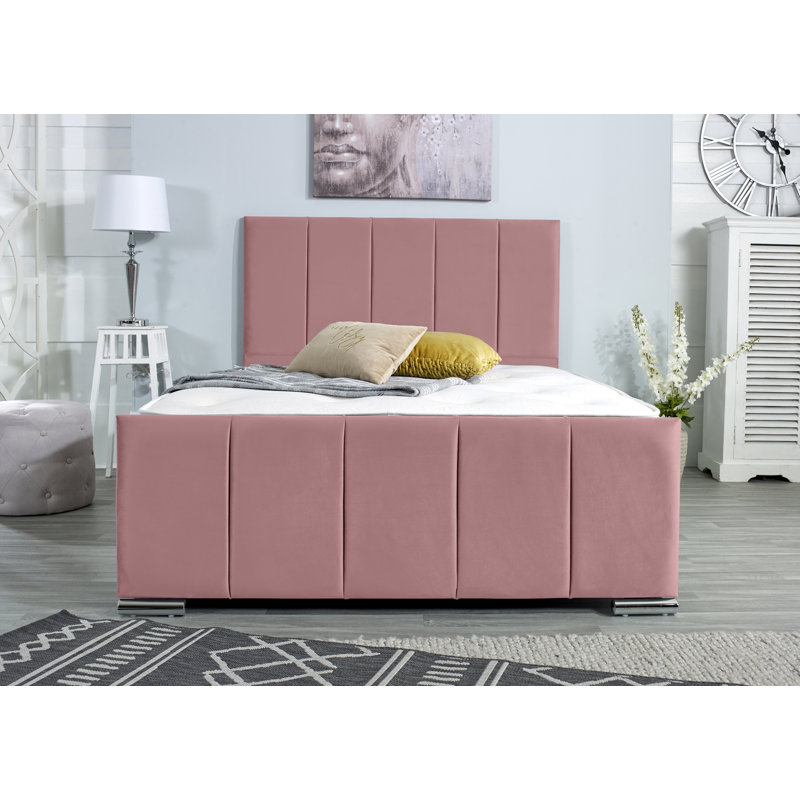 Rossing Upholstered Bed Frame, Small Double - W 129.5 x L 205.7cm, Pink
