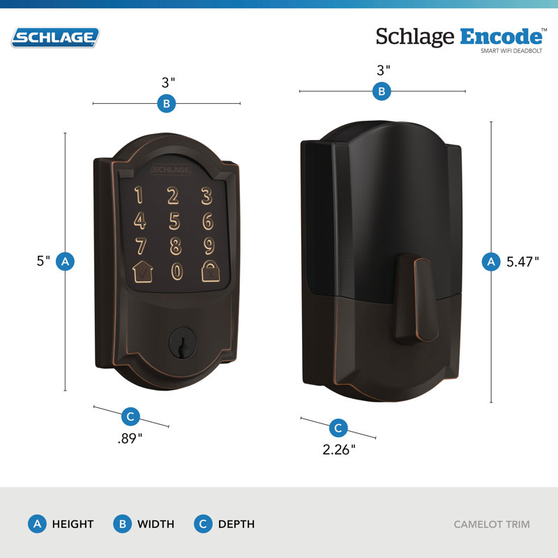 Encode Smart WiFi Deadbolt with Camelot Trim, Aged Bronze, Yes