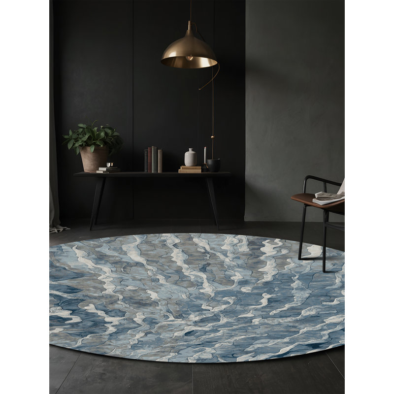 Tapis gris lavable à la machine, Rond 5 pi