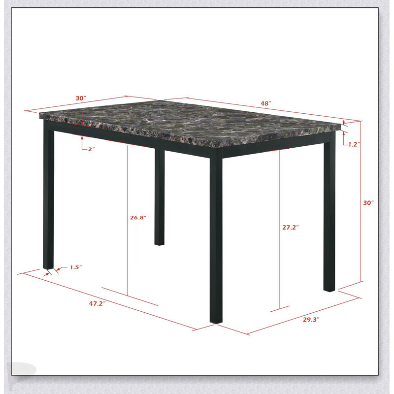 Faux Marble Top Metal Frame Dinette Table, Perfect For Modern Dining And Space-Saving Design