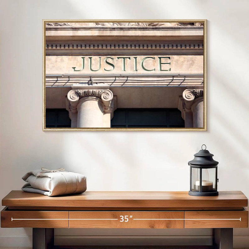 Enseigne de cour de justice, 25 po x 17 po, Cadre flottant en bois naturel