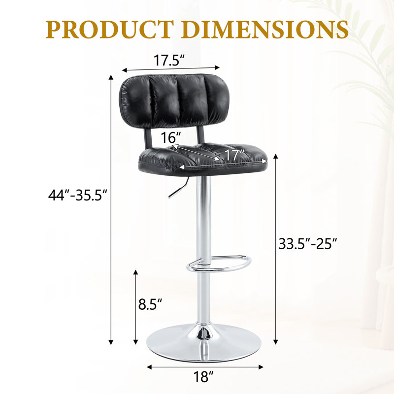 Vesta Modern Upholstered Swivel Counter Stool with Low Back (Set of 2), Silver, Black