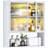 Wall-mounted Over Toilet Medicine Cabinet with Glass Door and LED Light, 27.56" High-2099010186