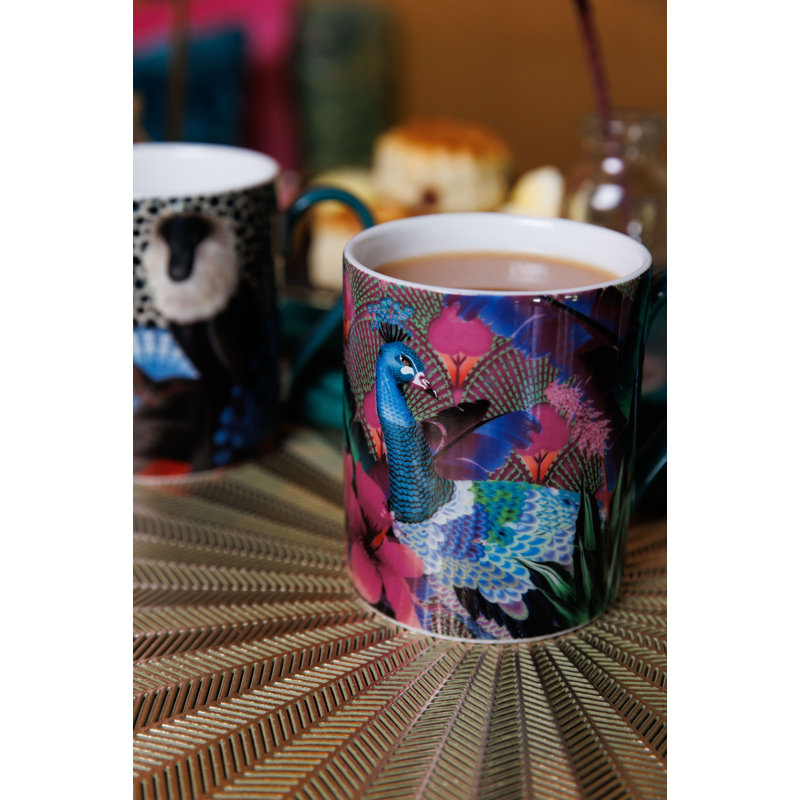 Mikasa x Sarah Arnett Porcelain Mug, 350ml, Peacock Print