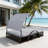 Double Outdoor Chaise Lounge Daybed With Canopy, 5-Position Adjustable Reclining Backrest With Hidden Side Table And Arched Armrests-395863048