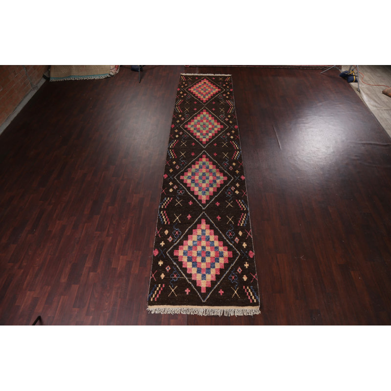 One-of-a-Kind 4'1" X 17'8" New Age Runner Wool Area Rug in Brown