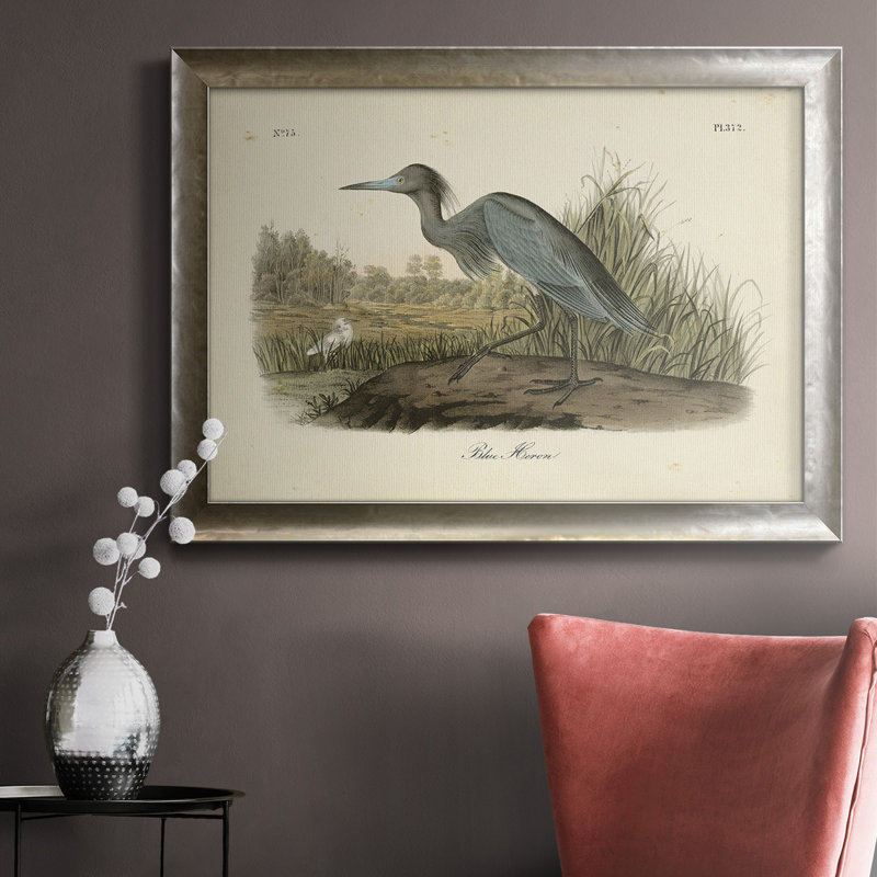 Audubons Blue Heron, toile encadrée de qualité supérieure - prête à être accrochée, H 16 po x l 20 po
