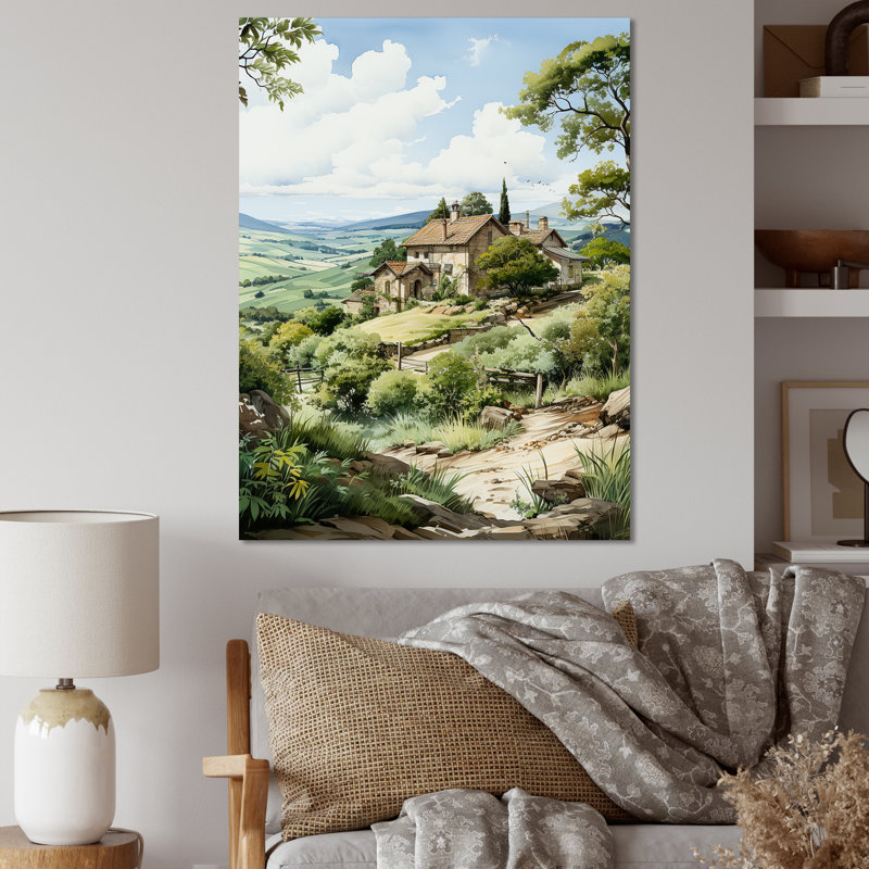 Vineyard Scenery Beauty - Vineyard Wall Art Living Room, H 40 po x l 30 po, Gold Picture Framed