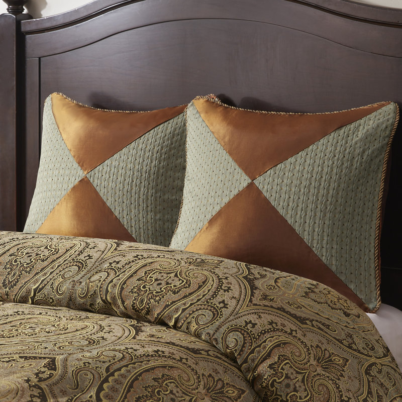 Queen Brown Jacquard Medallion Duvet Comforter Set