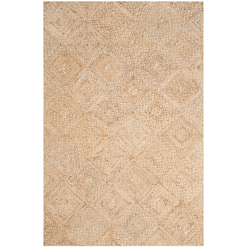 Abrahams Natural Fiber Hand Woven Jute Geometric Rug, Rectangle 6' x 9'