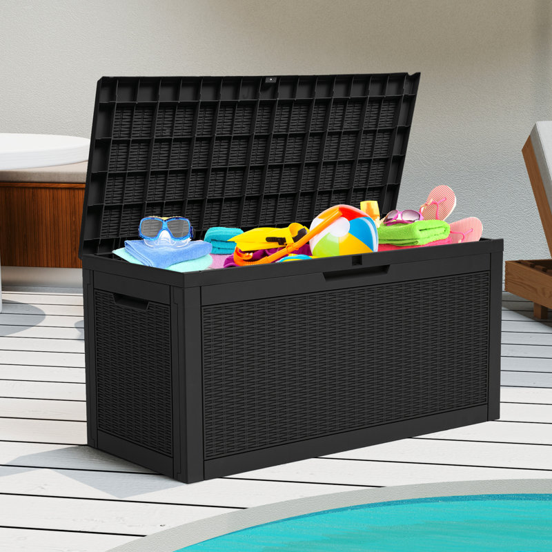Boîte de rangement en rotin 60 gallons, Noir, noir, noir, noir