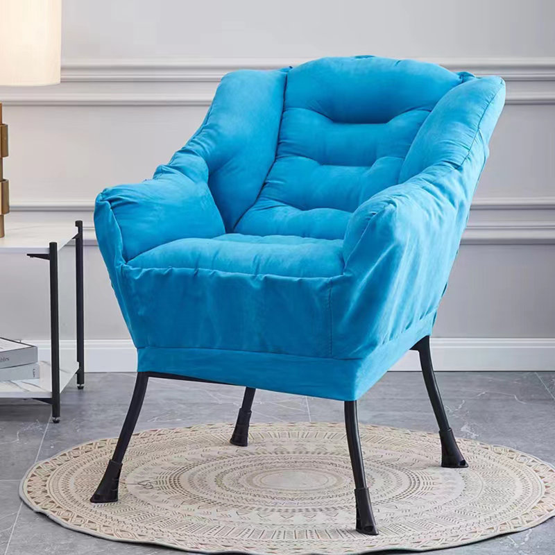Grand canapé-lit en tissu avec accoudoirs et repose-pieds, Bleu